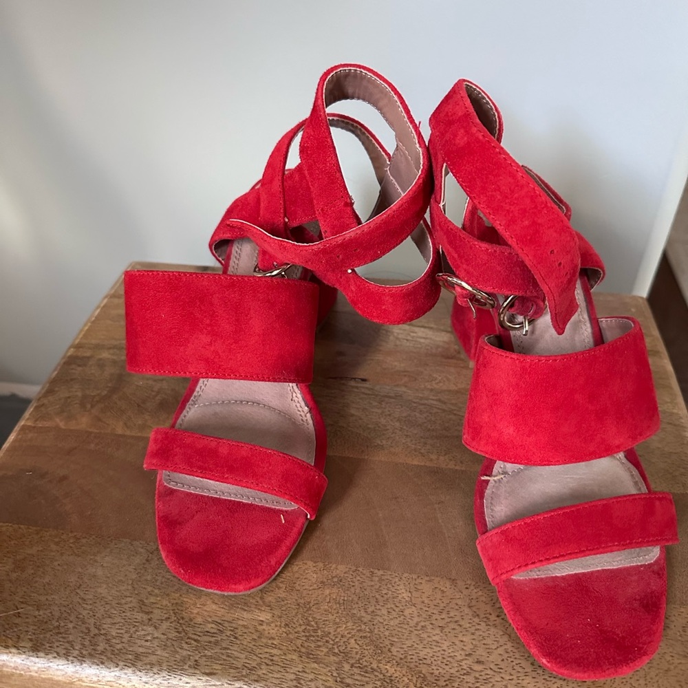 Topshop Vibrant Red Heeled Sandals